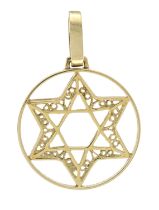 Star of David pendant GG 585/000, filigree openwork, L. 36.5 mm, 4.9 g