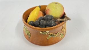 A BRETBY BOWL & STONE FRUITS.