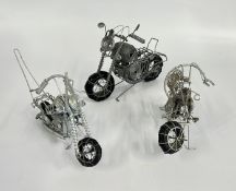 3 WIRE WORK MOTORCYCLE MODELS - HEIGHT 17CM.