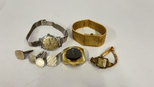 A VINTAGE ACCURIST WRIST WATCH + A MAJEX WRIST WATCH,