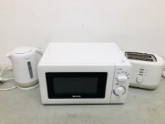 HOME ELECTRICALS TO INCLUDE HADEN MICROWAVE OVEN, JOHN LEWIS JUG KETTLE, JOHN LEWIS TOASTER,