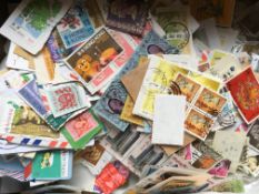 STAMPS: SHOEBOX WITH HONG KONG LOOSE MIXTURE, MUCH c1960's- 80's WITH HIGH VALUES,