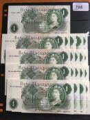 BANKNOTES: BANK OF ENGLAND ONE POUND J.B. PAGE HZ40 CONSECUTIVE RUN 380971-380990. (20 NOTES).