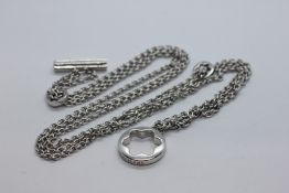 A MONT BLANC DESIGNER SILVER MULTI STRAND NECKLACE IN ORIGINAL BOX.