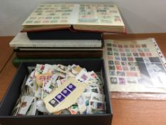 STAMPS: BOX WITH VARIOUS IN EIGHT ALBUMS AND LOOSE, EUROPE, INDIAN STATES, CEYLON, GERMANY, AUSTRIA.
