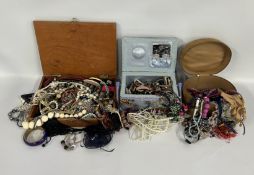 THREE BOXES CONTAINING AN EXTENSIVE GROUP OF ASSORTED COSTUME JEWELLERY,