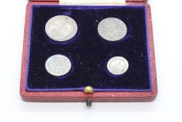 GB MAUNDY FOUR COIN SET EDWARD VII IN RED DATED CASE OF ISSUE.