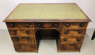 ANTIQUE MAHOGANY 9 DRAWER KNEEHOLE DESK.