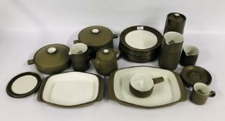 A GROUP OF DENBY CHEVRON STONEWARE COFFEE AND DINNERWARE.
