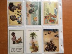 POSTCARDS: A COLLECTION OF ETHNIC / BLACK HUMOUR, 1920s-50s VINTAGE INCLUDING M.L.ATTWELL, F.G.