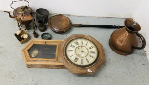 COLLECTION OF METAL WARE ITEMS TO INCLUDE COPPER JUG, KETTLE, BED PAN,