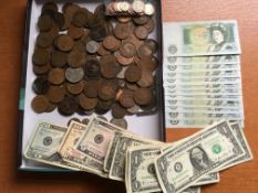 BANKNOTES: BANK OF ENGLAND £1 PAGE X 12, ALL 'A' PREFIX,