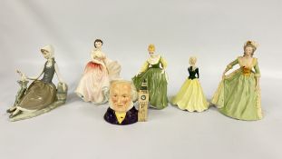 2 X ROYAL DOULTON FIGURINES FAIR LADY HN 2193 AND THE POLKA HN 2156 + A JOHN DOULTON CHARACTER JUG