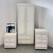 WHITE FINISH TWO DOOR ABOVE TWO DRAWER WARDROBE, W 75, D 54, H 189CM,