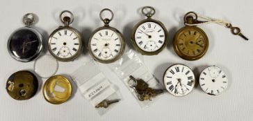 A GROUP OF VINTAGE POCKET WATCHES AND PARTS IN A/F CONDITION + A FURTHER MILITARY EXAMPLE.