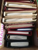 STAMPS: BOX WITH ROYALTY OMNIBUS 1972-81 COLLECTIONS, LOCOMOTIVE PHILATELICA ETC. IN TEN ALBUMS.