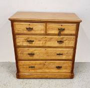 A VINTAGE TWO OVER THREE DRAWER SATIN WOOD CHEST, W 103 X D 50 X H 108CM.