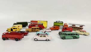 A TRAY CONTAINING VINTAGE DIE CAST VEHICLES TO INCLUDE DINKY, CORGI.