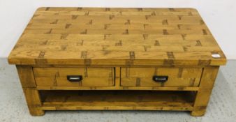 A MODERN DESIGNER 4 DRAWER COFFEE TABLE, W 110, D 60, H 46CM.