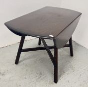 ERCOL DROP LEAF DINING TABLE WITH CROSS SECTION SUPPORTS.
