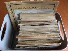 POSTCARDS: PACKET OF WW1 RELATED WITH SENTIMENT, WAR DAMAGE, SILKS, PATRIOTIC, COMIC ETC.