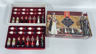 A STUDIO ANN CARLTON DIAMOND JUBILEE COMMEMORATIVE CHESS SET IN ORIGINAL BOX.