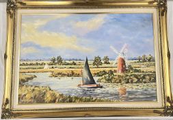 A GILT FRAMED OIL ON BOARD TITLED 