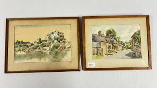 A PAIR OF FRAMED AND MOUNTED WATERCOLOUR PAINTINGS,
