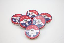 6 TINS OF AS NEW CROSMAN PREMIER .177 7.9 GRAM RIFLE PELLETS.