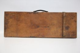 ANTIQUE TAN LEATHER MOTORING SHOTGUN CASE FOR PAIR OF SHOTGUNS BEARING PURDEY GUN MANUFACTURER