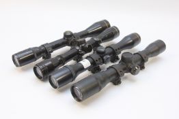 4 X VARIOUS RIFLE SCOPES TO INCLUDE ASI DELUXE 4X32 WITH MOUNTS, OPTIMA 4X32 WIDE WITH MOUNTS,