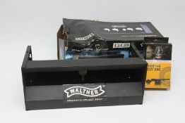 WALTHER MAGNETIC PELLET TRAP (UNUSED) PLUS BSA SHOOTING REST BAG.