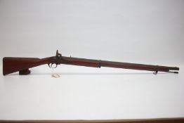 REPRODUCTION PERCUSSION CAP RIFLE WITH LOADING ROD - (ALL GUNS TO BE INSPECTED AND SERVICED BY