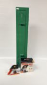 A GREEN STEEL GUN SECURITY CABINET (KEYS WITH AUCTIONEER) PLUS GAMO 