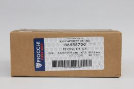 250 X FIOCCHI TT ONE 12 GAUGE 24 GRAM 7.5 SHOT CARTRIDGES.