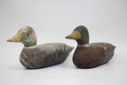 TWO VINTAGE WOODEN DUCK DECOYS.