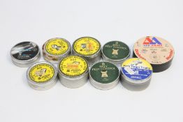 9 X PART TINS OF .20 AIR RIFLE PELLETS TO INCLUDE DAYSTATE, AIR ARMS, BISLEY, ETC.