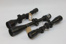 THREE RIFLE SCOPES TO INCLUDE SIMMONS DEERFIELD 3-9X50 (WITH MOUNTS),