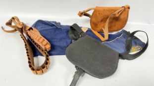 AS NEW CARTRIDGE BAG, TAN LEATHER CARTRIDGE BAG, BERETTA SKEET JACKET & TWO CARTRIDGE BELTS.