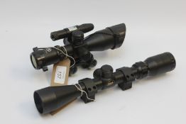 TWO RIFLE SCOPES COMPLETE WITH MOUNTS TO INCLUDE OSPREY GLOBAL 2.5-10X40 AND BSA ESSENTIAL.