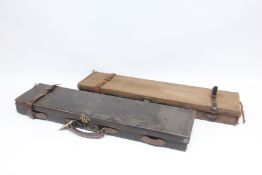 TWO VINTAGE SHOTGUN MOTORING CASES (ONE LEATHER, ONE CANVAS) A/F.