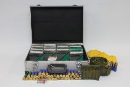 ALUMINIUM FLIGHT CASE CONTAINING 300+ 12 GAUGE CARTRIDGES AND PART BOX .410 CARTRIDGES.