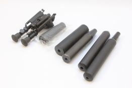 5 X VARIOUS AIR RIFLE SOUND MODERATORS AND BI-POD.
