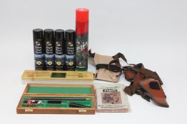 12 GAUGE CLEANING KIT, AIR RIFLE CLEANING KIT, 4 X TINS FABRIC WATERPROOF SPRAY, RECOIL PAD,