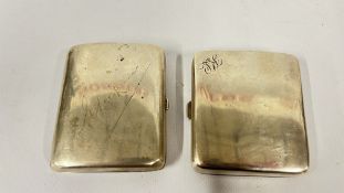 A VINTAGE CIGARETTE CASE STAMPED 800 ALONG WITH A FURTHER SILVER EXAMPLE BIRMINGHAM 1949 MAKER S.B.