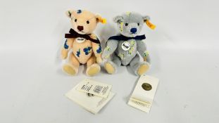 TWO STEIFF BEARS KORNBLUME 039898 & MARGERITE 039904, BEARING ORIGINAL LABELS.