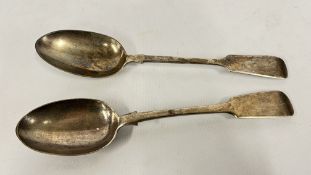 TWO ANTIQUE SILVER SPOONS LONDON 1894 & 1891 MAKER GMJ.