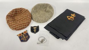 A VINTAGE SASH BEARING A HAND EMBROIDERED ROYAL MONOGRAM 