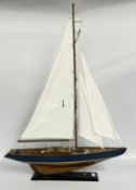 A MODEL YACHT STUDY AND STAND, L 77CM.
