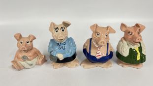 A GRADUATED SET OF 4 WADE CERAMIC PIGGY BANKS (1 A/F).